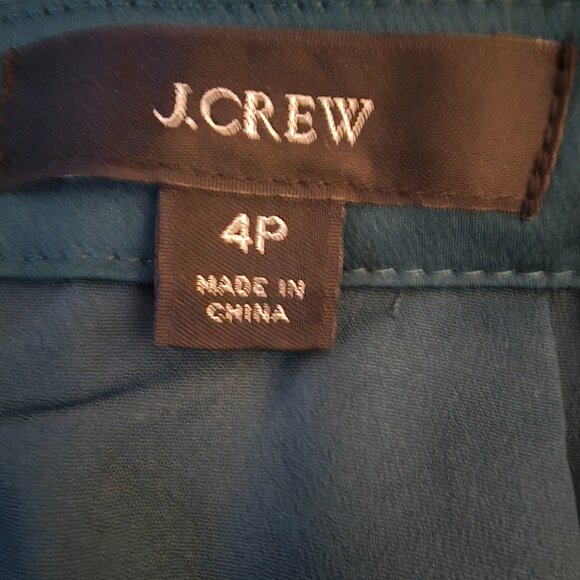 J.Crew Pleated Midi Skirt | Emerald Green Satin | Petite 4P | Holiday Glam - Picture 3 of 4